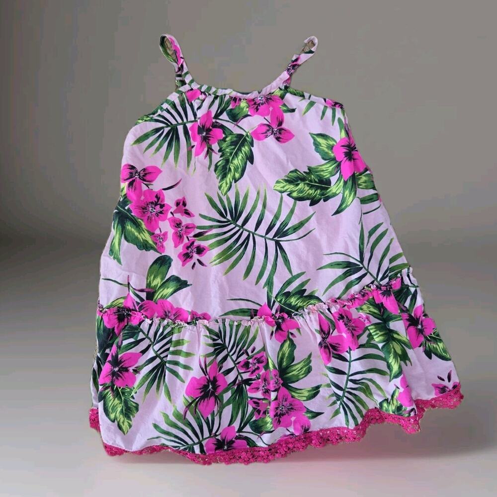 The Childrens Place Girls Toddler Floral Ruffle Dress Hawaiian 5/6yrs